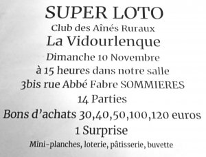 Loto du club des ains - La Vidourlenque