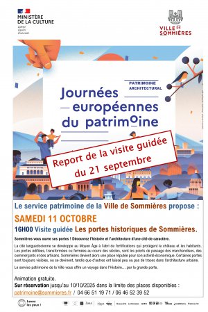 Visite guidée "Les portes de la cité historique" - Report des Journées Européennes du Patrimoine Visite guidée "Les portes de la cité historique" - Report des Journées Européennes du Patrimoine