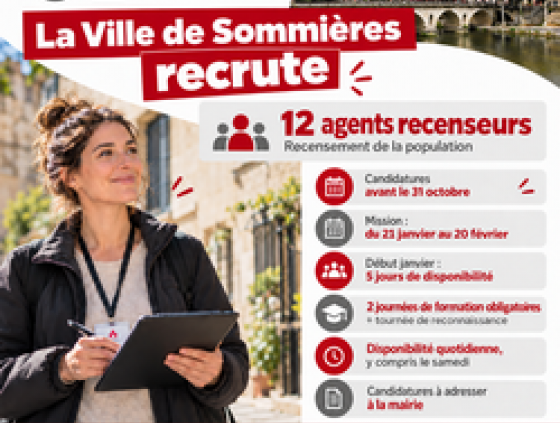 La Ville de Sommi�res recrute 12 agents recenseurs