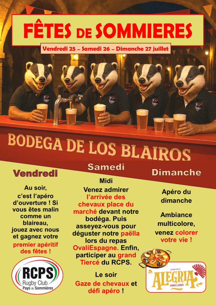 Le programme de la fte votive du 25 juillet au 3 aot 2025 Le RCPS partenaire de la fte avec sa bodga sur le march : 1752758672.bodega.los.blairos.jpg