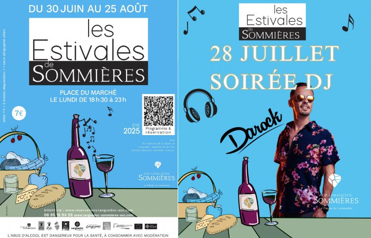 Le programme de la fte votive du 25 juillet au 3 aot 2025 les Estivales de Sommires : 1753535265.28.juillet.estivales.dj.darock.jpg