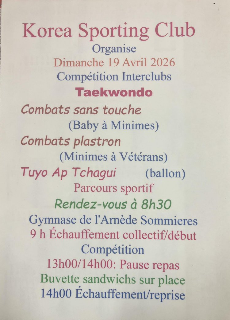 Vacances de Printemps - les stages ou manifestations � Sommi�res Comp�tition de TaeKwon Do : 1776238616.19.avril.compet.taekwondo.jpg