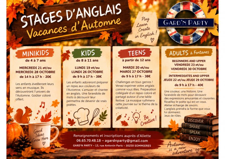 Stages vacances d'Automne � Sommi�res Stages d\'anglais - Gard\'n Party : 1790254874.stage.d.anglais.vacances.d.automne.jpg