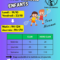 19 au 23 octobre - Stage de Tennis